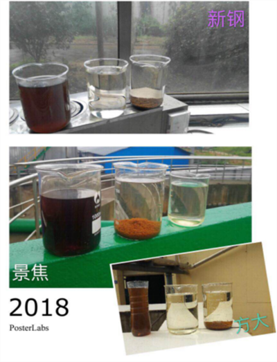 各項目部二沉池、混沉池、脫色出水對比圖